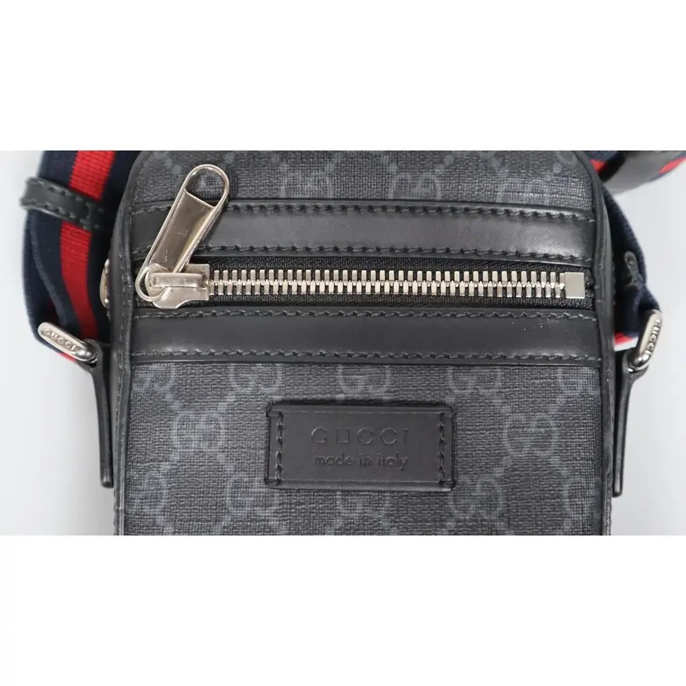 Gucci GG Supreme Crossbody Messenger Bag Unisex Small BLACK / GRAY CLEAN!